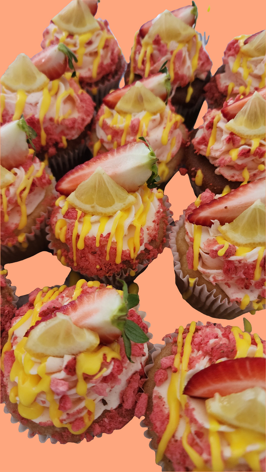 Lemon + strawberry cupcake (GF + Vegan)