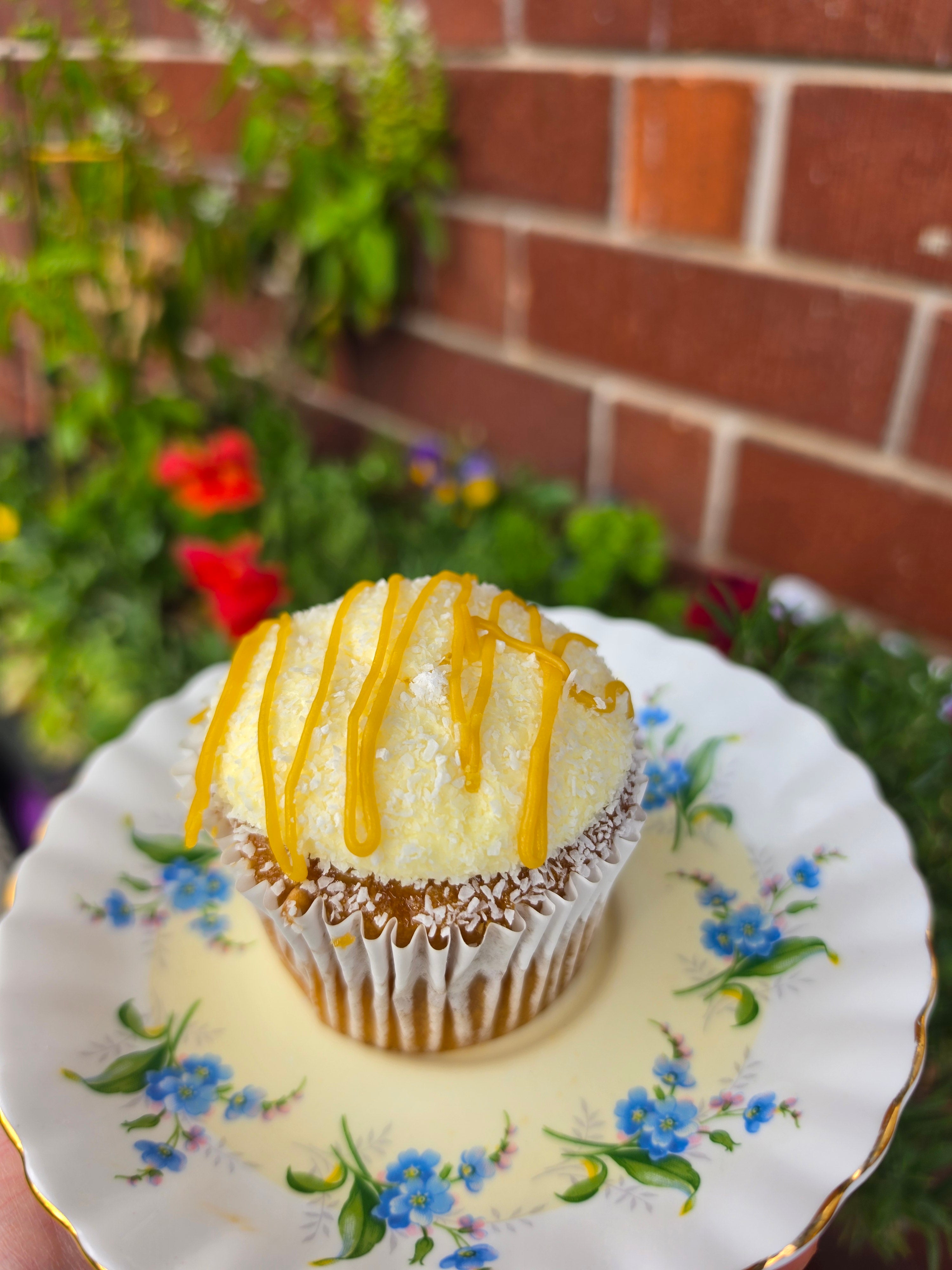 Caramel banana coconut cupcake (GF + Vegan)