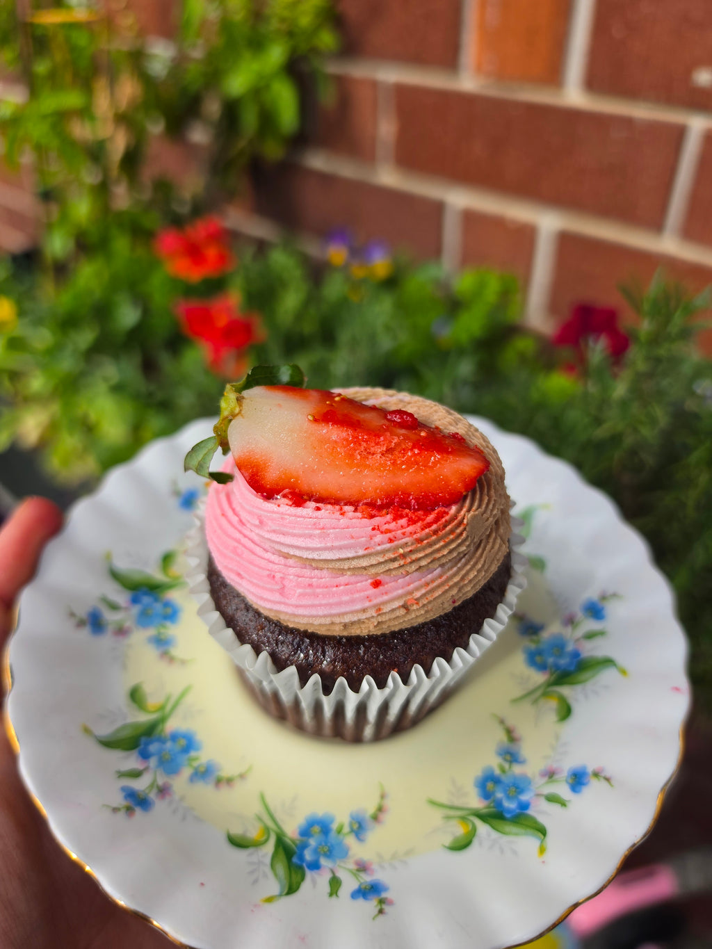 Choc strawberry cupcake (GF + Vegan)