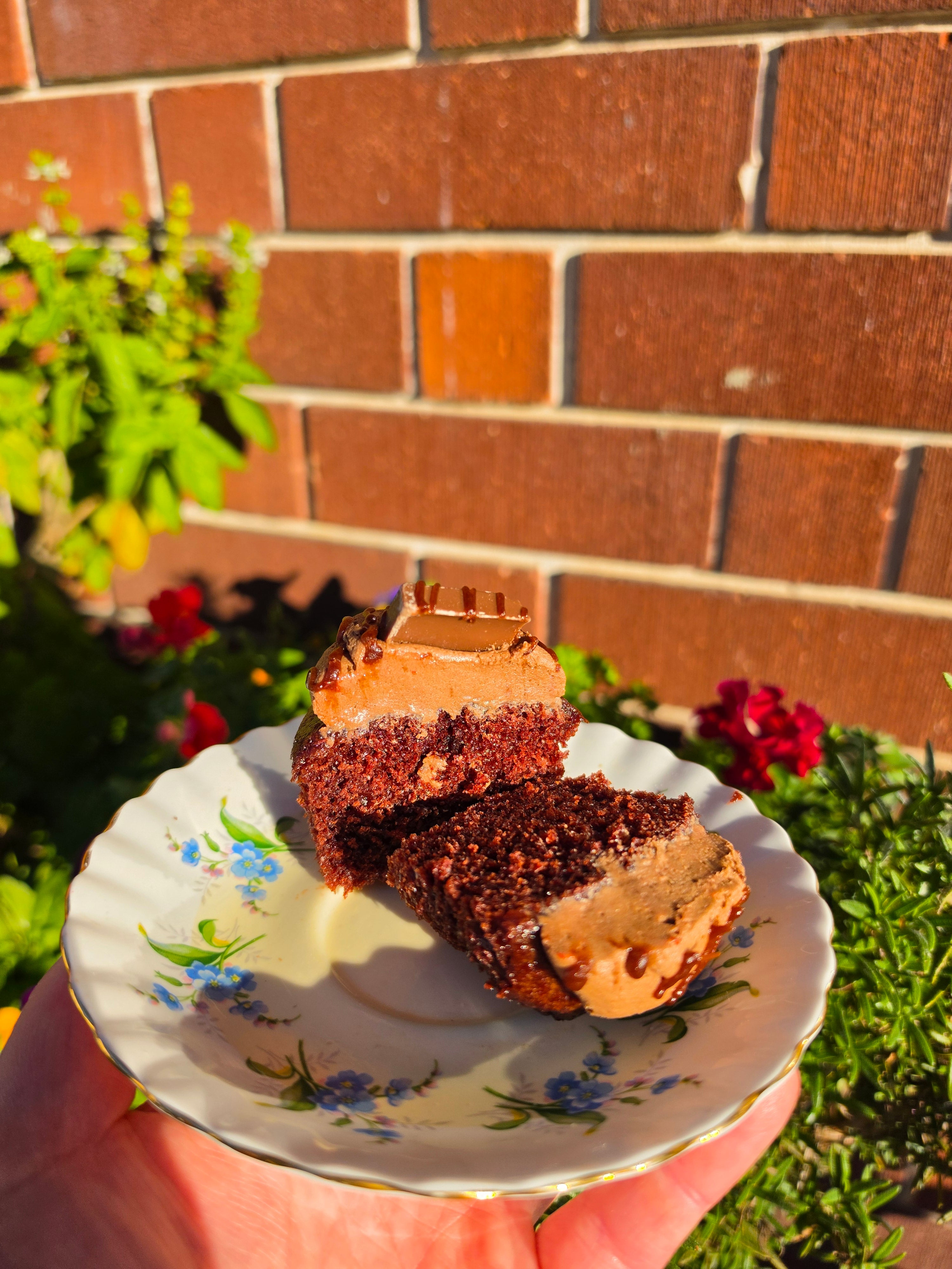 Vanilla Choc caramel cupcake (GF + vegan)