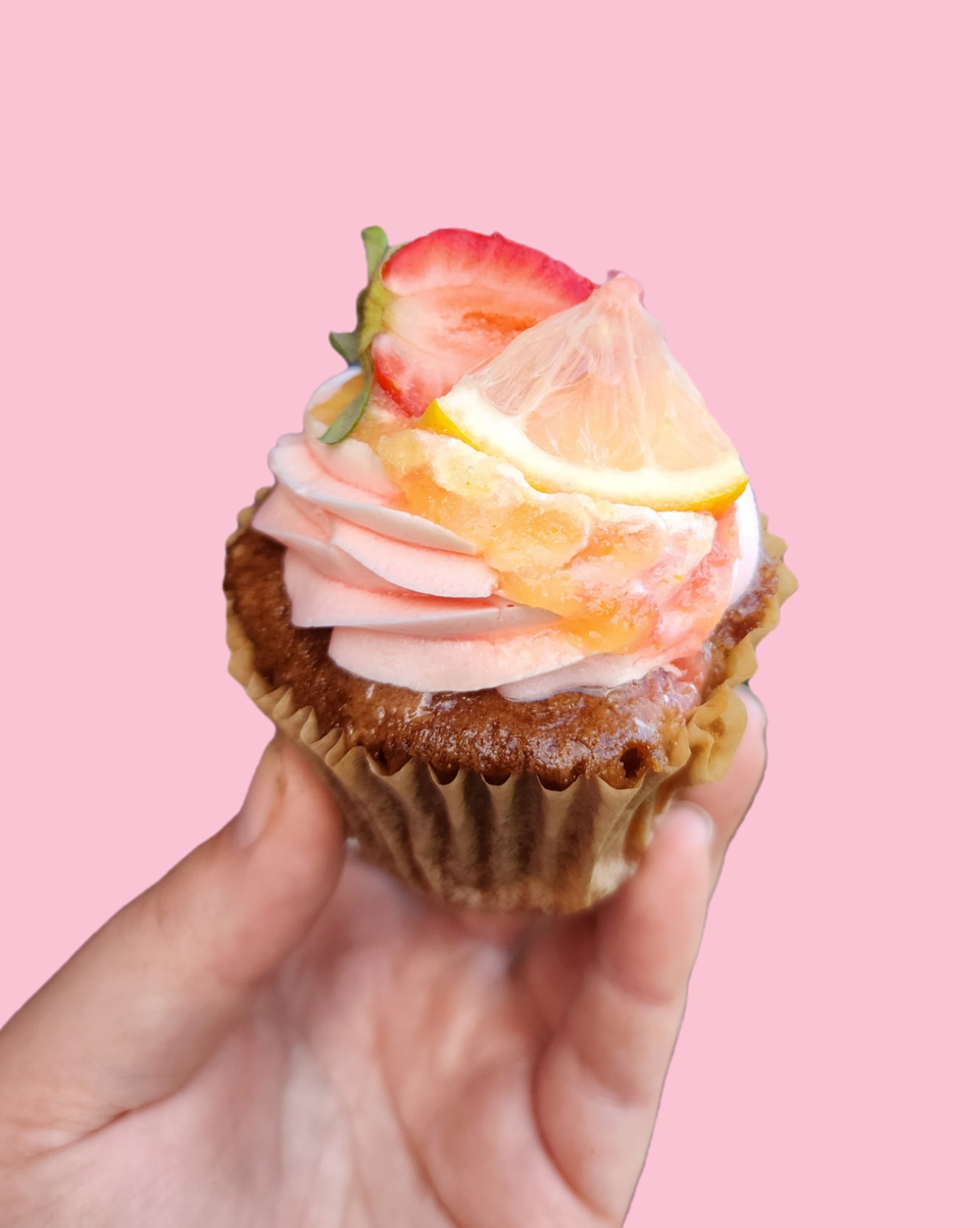 Strawberry + lemon cupcake (GF + Vegan)