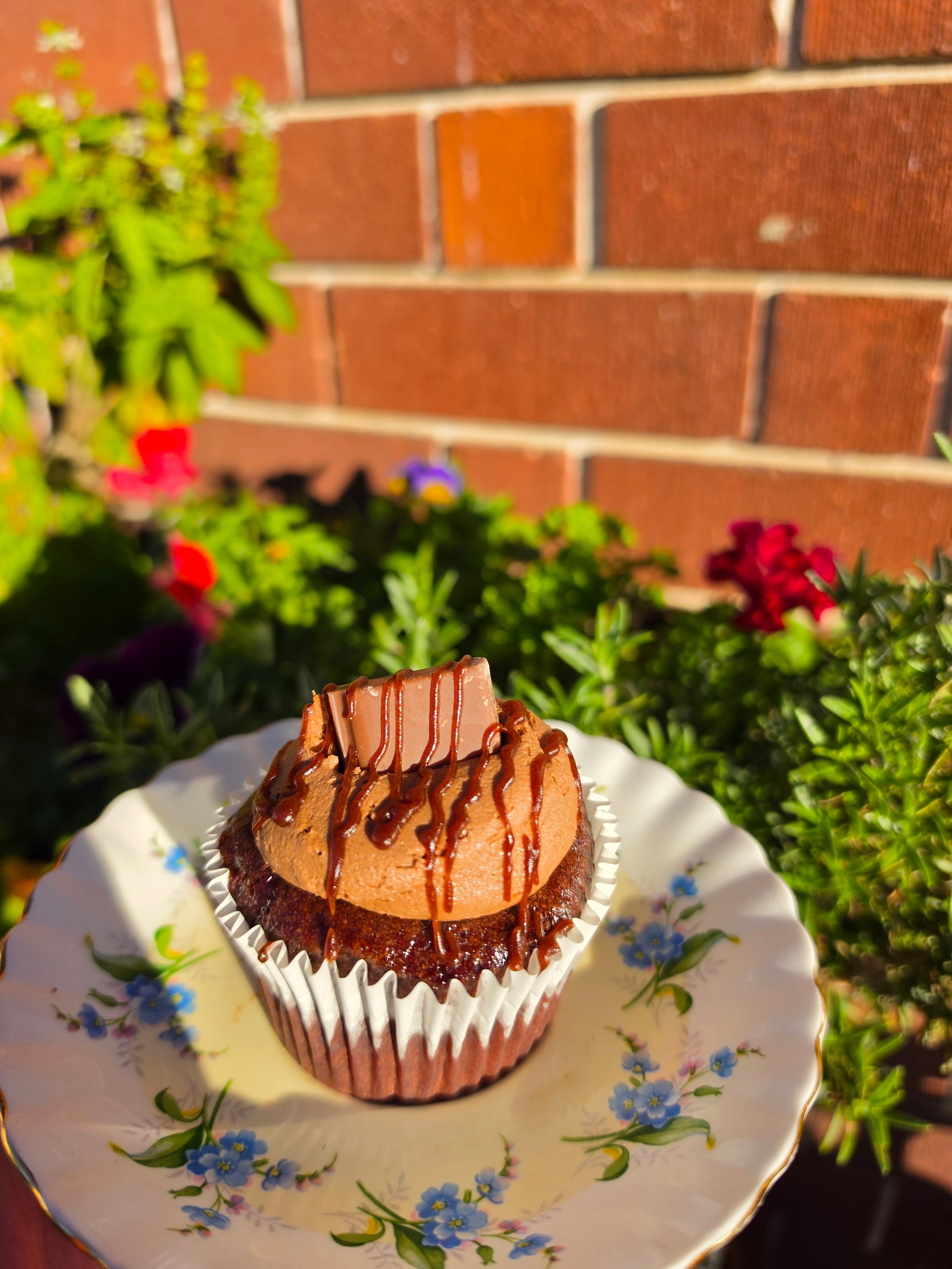 Vanilla Choc caramel cupcake (GF + vegan)